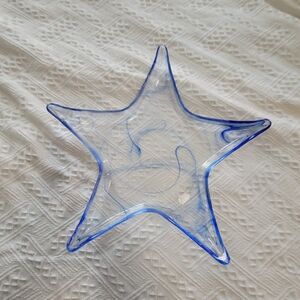 Blue Star-Shaped Glass Art Piece